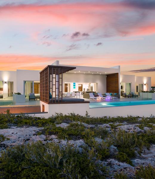 Tip of the Tail Villa aspires to meet all your senses. Sight, smell, sound, taste, and touch explode in the views, sea breeze, crashing waves, and salty air around you. This ultra modern, ultra exclusive villa has been designed to pleasure the most extravagent traveler's senses. 
Bask in the seclusion or take in the colors of the glass wall pool...